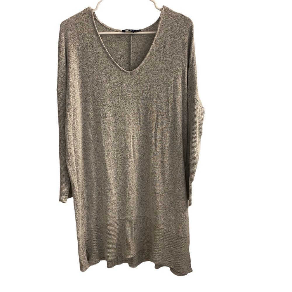 American Eagle Tunic Gray Specs Long V-neck Dress Long Sleeve‎ Sweater Sz M
